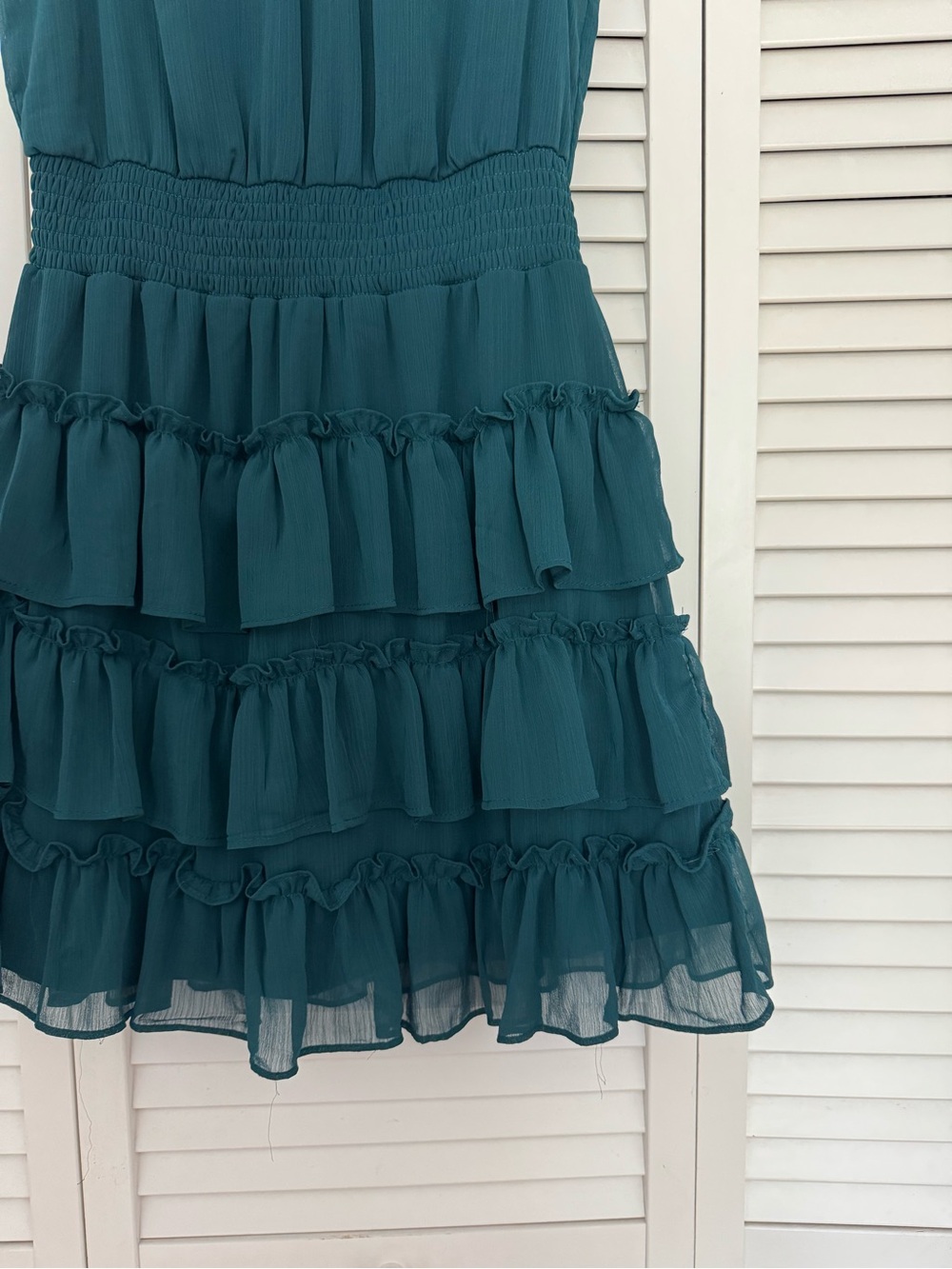 1. State Dark Teal Sleeveless Smocked Tiered Mini Party Dress Sz S - Picture 4 of 5